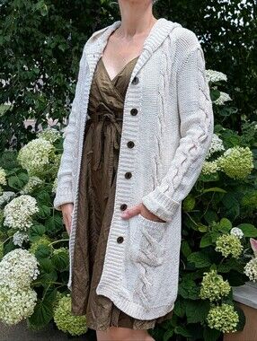 CHRISTINA ROTELLI hooded long cardigan sweater L